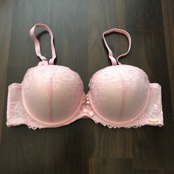 La Vie en Rose Lace Push Up Bra 36C Pink Bow - Picture 1 of 9